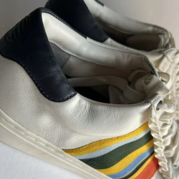 TORY Burch SPORT Ruffle Striped Women’s 8.5 Low Top Sneakers Lace Up Shoes - Picture 10 of 16